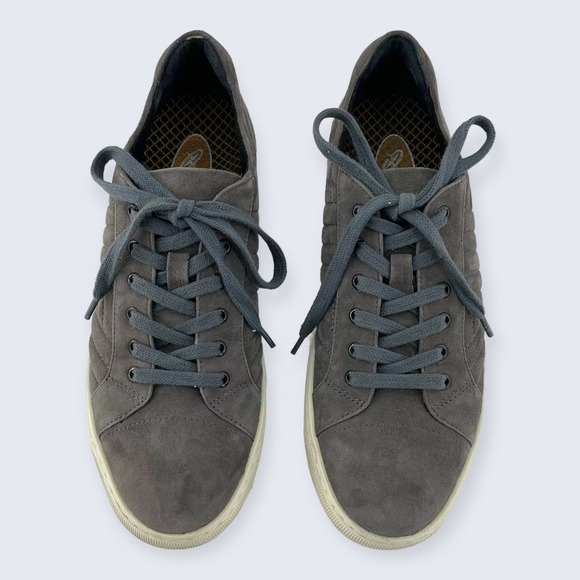 Aetrex Gray Quilted Suede Lace Up White Sole Arch Support Orthopedic Sneaker 7.5 - Picture 3 of 8